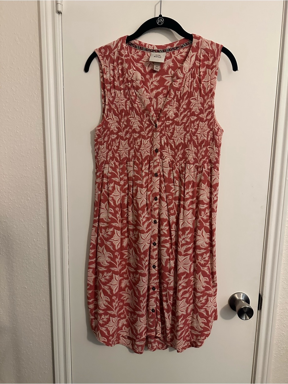Xhilaration Coral Floral Button-Front Sleeveless Dress
